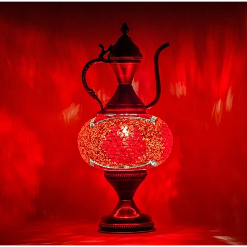 Krásy Orientu Orientální skleněná mozaiková stolní lampa Kirmizi - Karafa - ø skla 16 cm