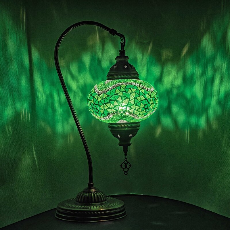 Krásy Orientu Orientální skleněná mozaiková stolní lampa Melis - Swan - ø skla 16 cm