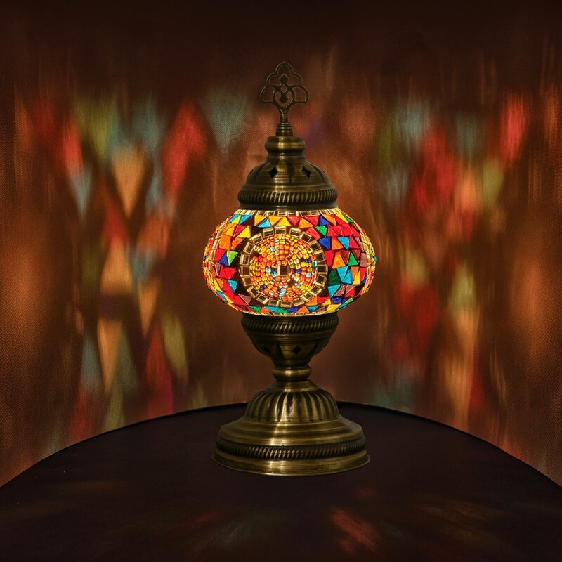 Krásy Orientu Orientální skleněná mozaiková stolní lampa Esila - ø skla 12 cm