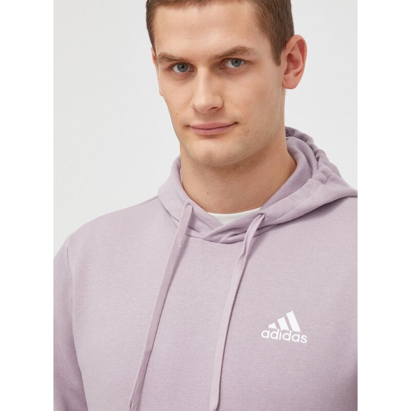 Mikina adidas pánská, růžová barva, s kapucí, hladká, IN0328