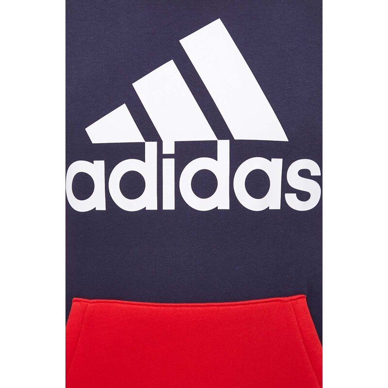 Mikina adidas pánská, červená barva, s kapucí, vzorovaná, IL5656