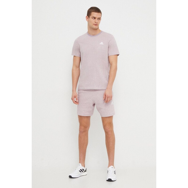 Bavlněné tričko adidas fialová barva, IR5319