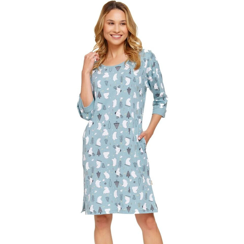 DN Nightwear Noční košile Ice blue s medvědy