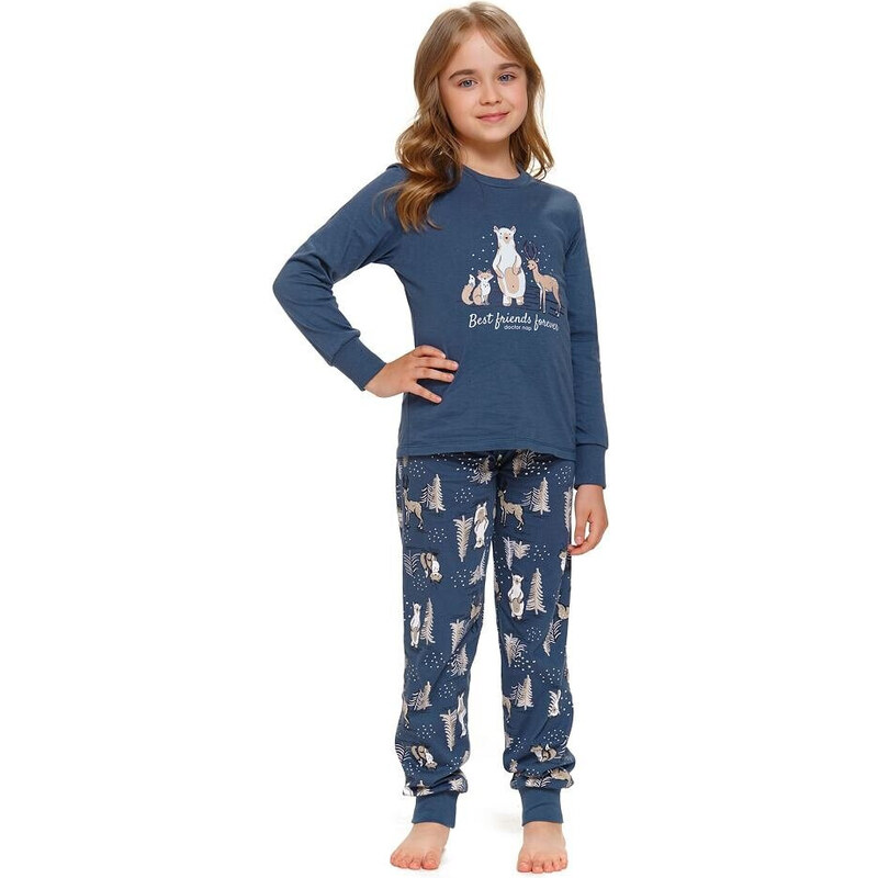 DN Nightwear Dětské pyžamo Best Friends lesní zvířátka modré