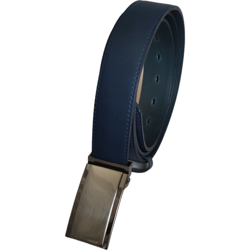 Penny Belts Pánský kožený pásek modrý - plná spona LM7