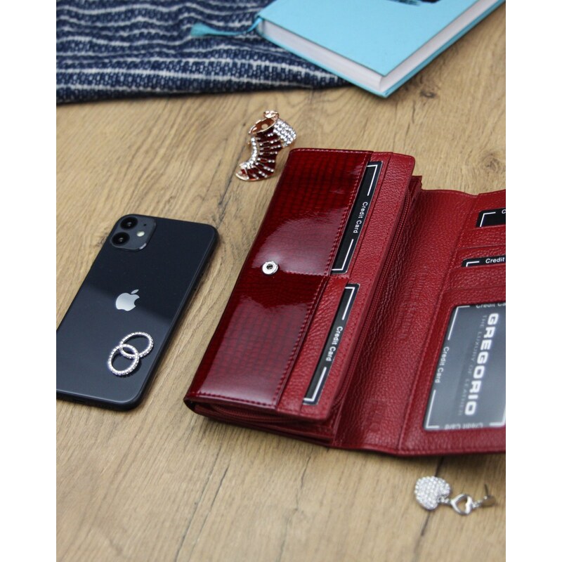 Luxusní dámská kožená peněženka s hadím vzorem Gregorio Sissi, červená