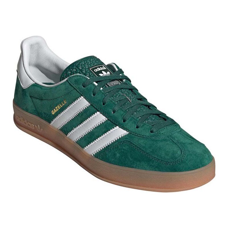 Semišové sneakers boty adidas Originals Gazelle Indoor zelená barva, IG1596