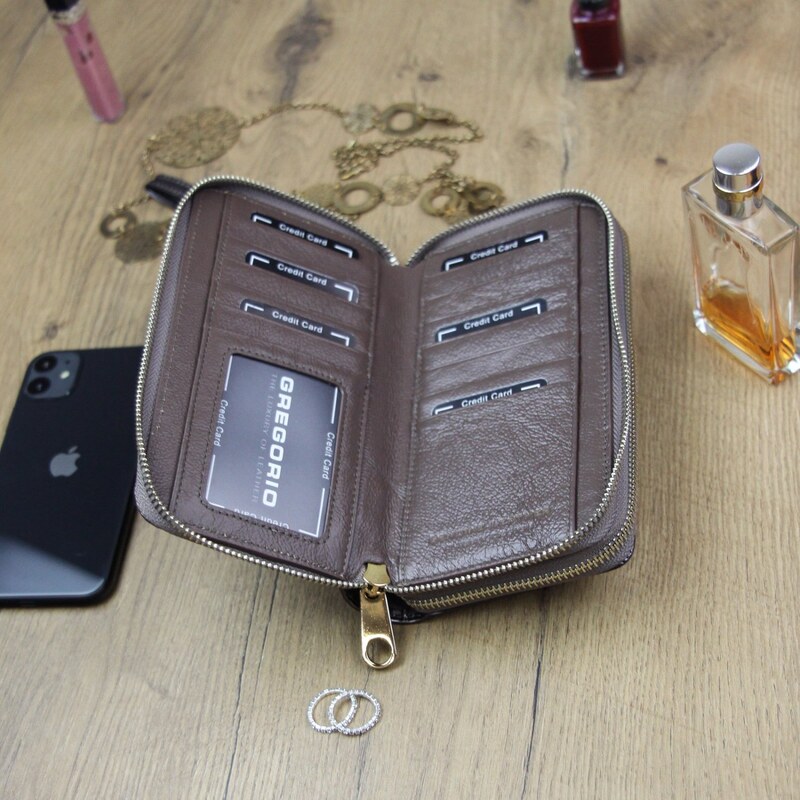 Dámská kožená pouzdrová peněženka šedá - Gregorio Luziana šedá
