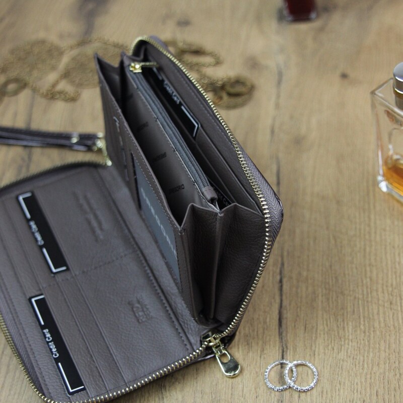 Dámská luxusní kožená peněženka Gregorio EMMA, šedá