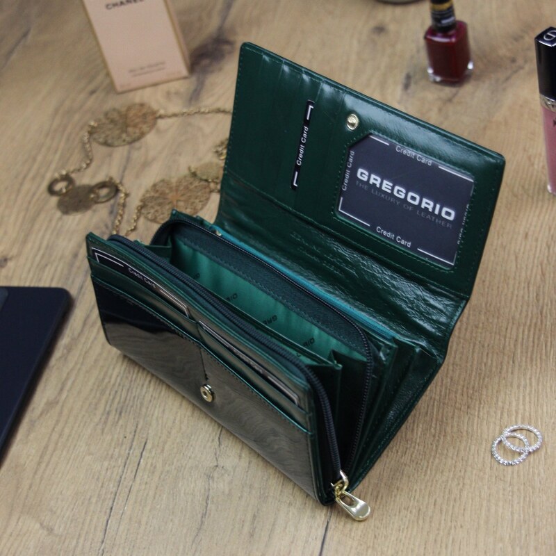 Dámská kožená peněženka tmavě zelená - Gregorio Fellissa zelená