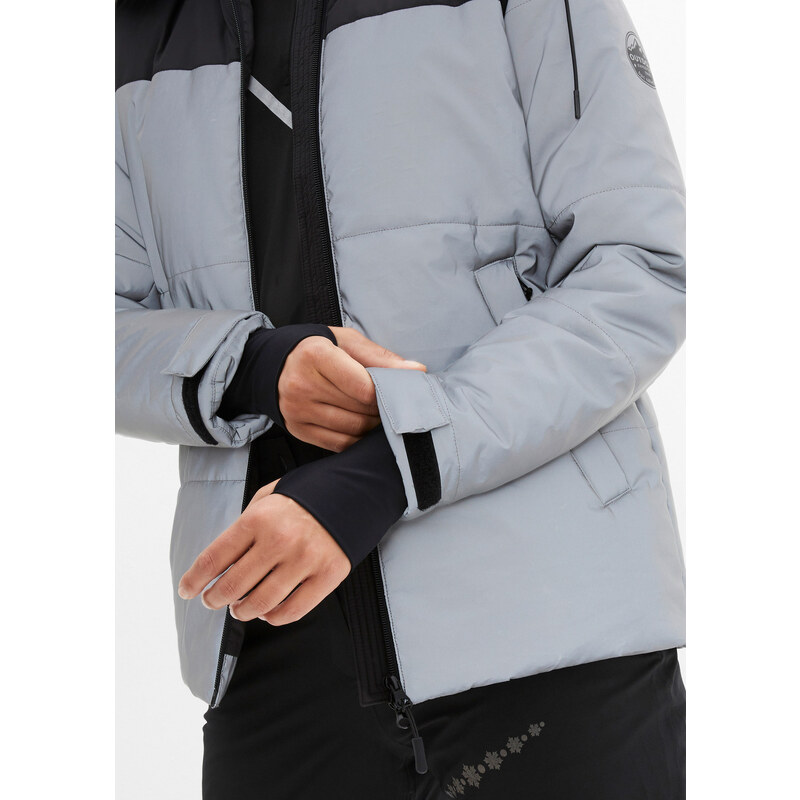 bonprix Prošívaná funkční bunda s reflexními prvky Stříbrná