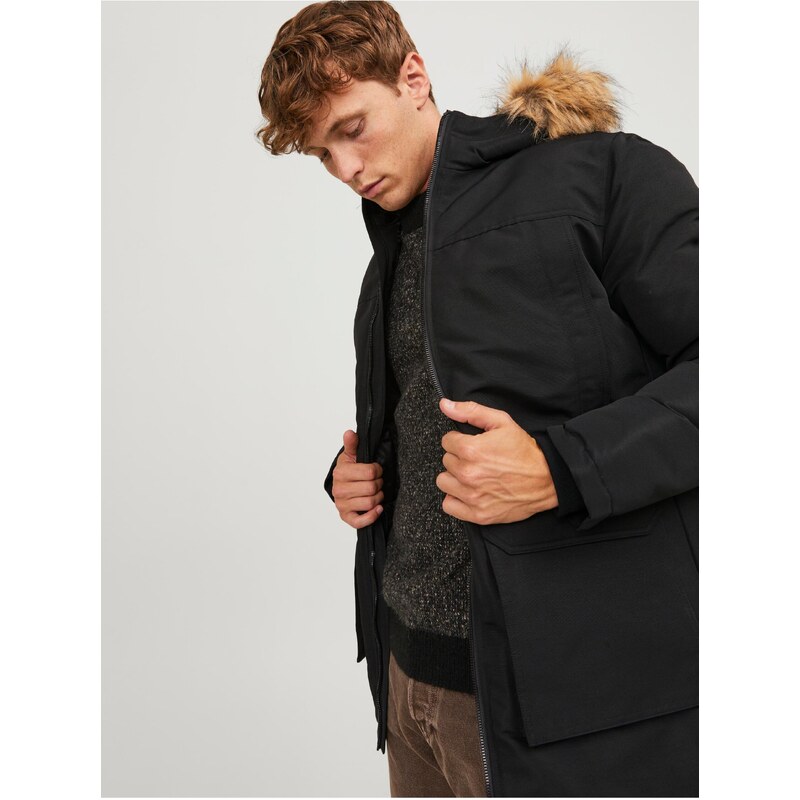 Černá pánská zimní parka Jack & Jones Wing - Pánské