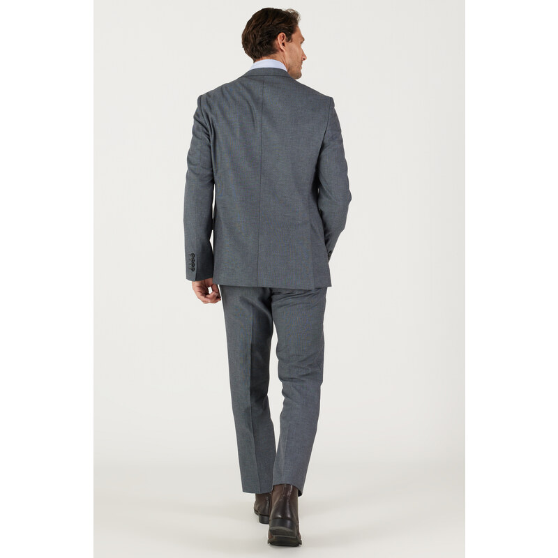 ALTINYILDIZ CLASSICS Men's Anthracite Slim Fit Slim Fit Monocollar Dobby Classical Suit.