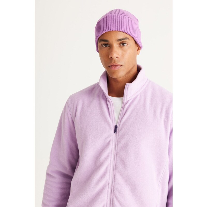 AC&Co / Altınyıldız Classics Men's Lilac Anti-pilling Anti-Pilling Standard Fit High Bato Collar Sweatshirt Fleece Jacket