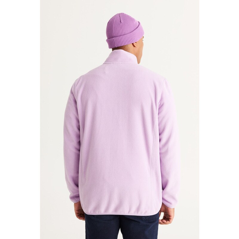 AC&Co / Altınyıldız Classics Men's Lilac Anti-pilling Anti-Pilling Standard Fit High Bato Collar Sweatshirt Fleece Jacket