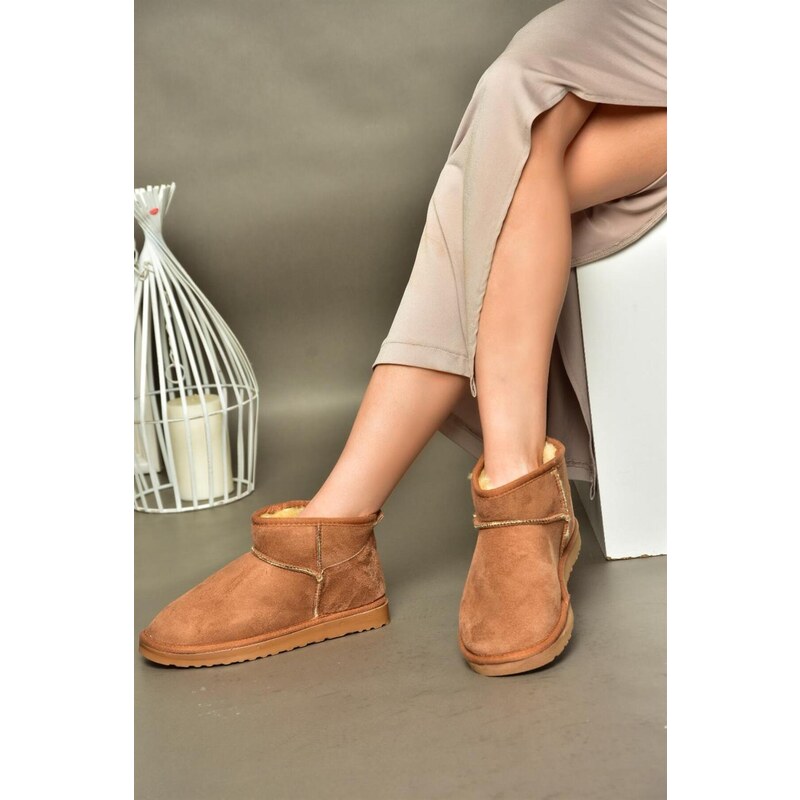 Fox Shoes R612018402 Tan Women's Boots with Suede and Pile Inner Ankle