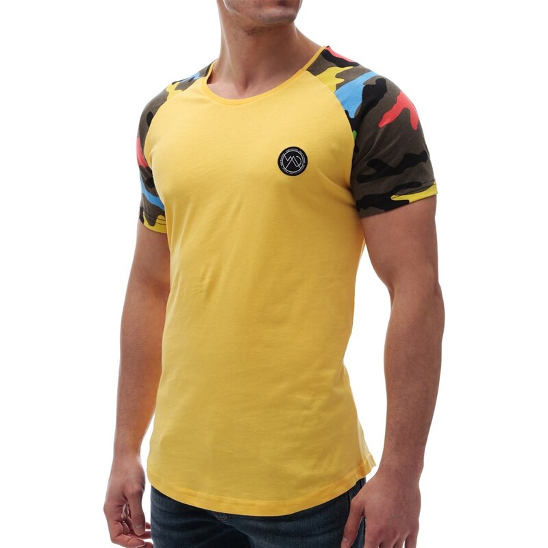 Madmext Camouflage Patterned Yellow T-Shirt 2979