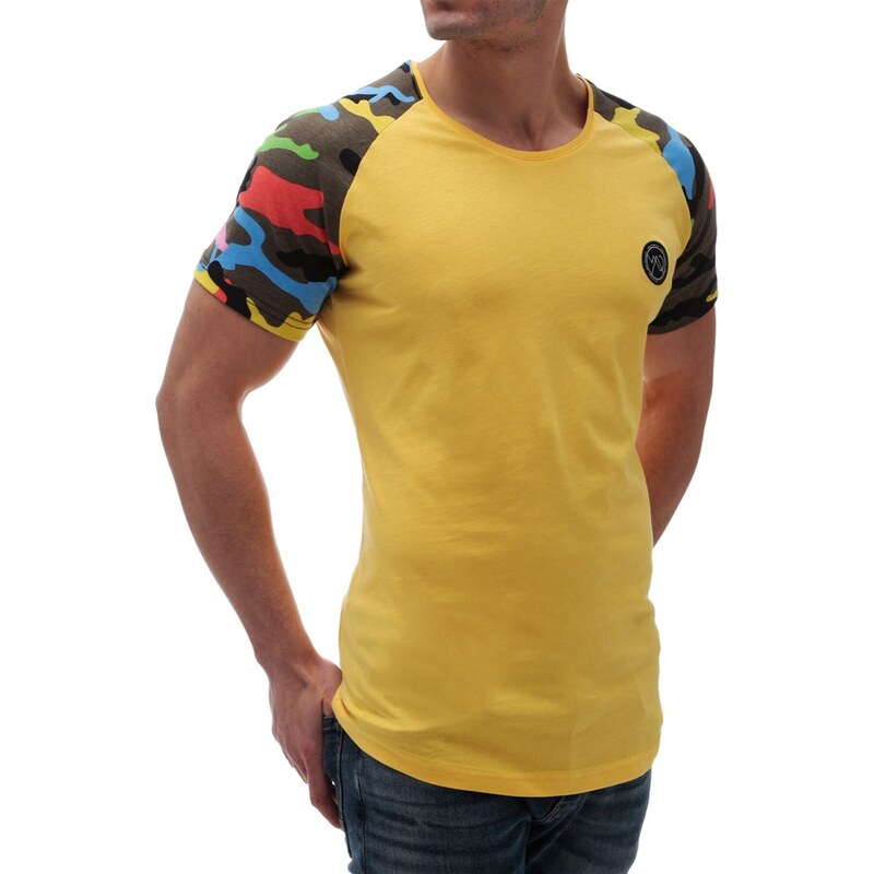 Madmext Camouflage Patterned Yellow T-Shirt 2979