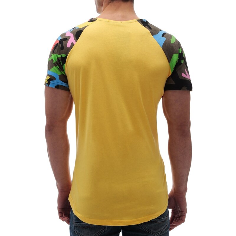 Madmext Camouflage Patterned Yellow T-Shirt 2979