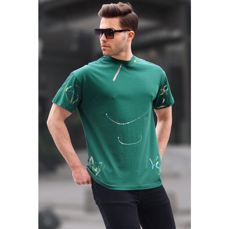 Madmext Green Patterned Overfit Men's T-Shirt 6122