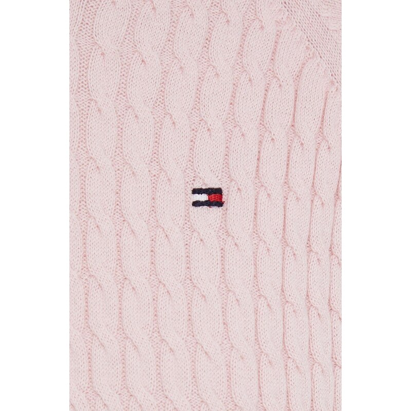 Bavlněný svetr Tommy Hilfiger růžová barva, lehký