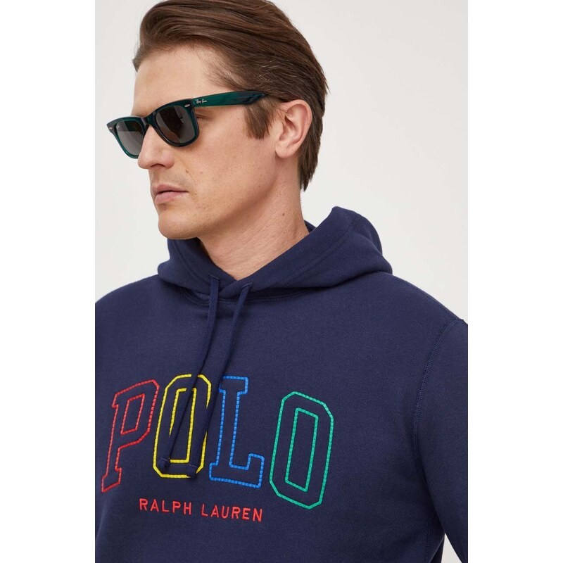 Mikina Polo Ralph Lauren pánská, tmavomodrá barva, s kapucí, s aplikací