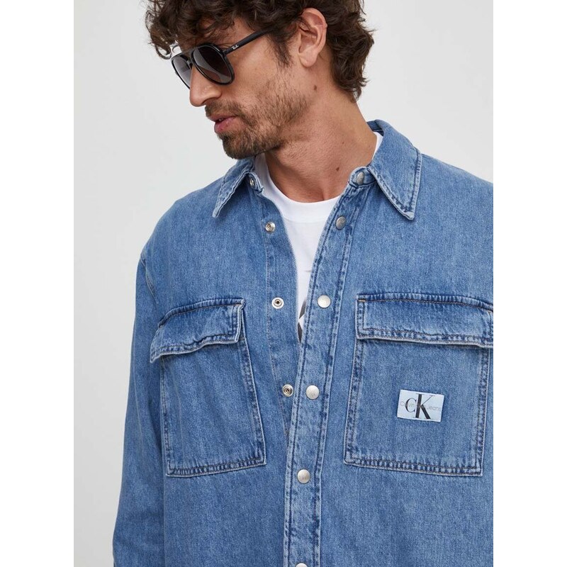 Džínová košile Calvin Klein Jeans pánská, regular, s klasickým límcem