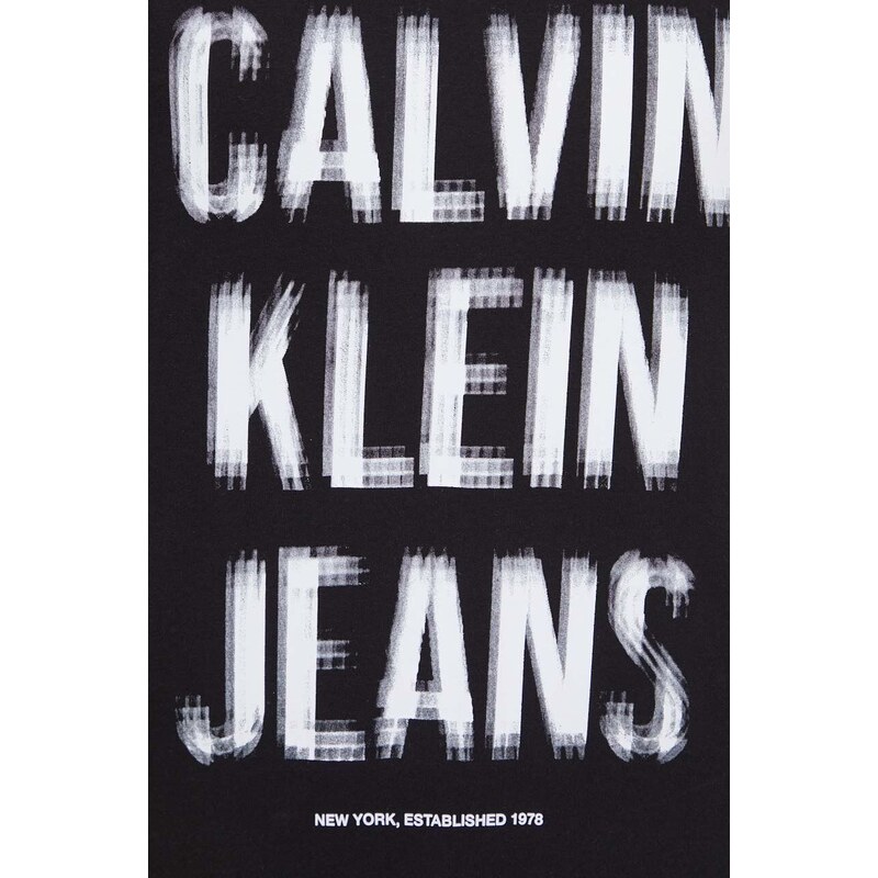 Bavlněné tričko Calvin Klein Jeans černá barva, s potiskem