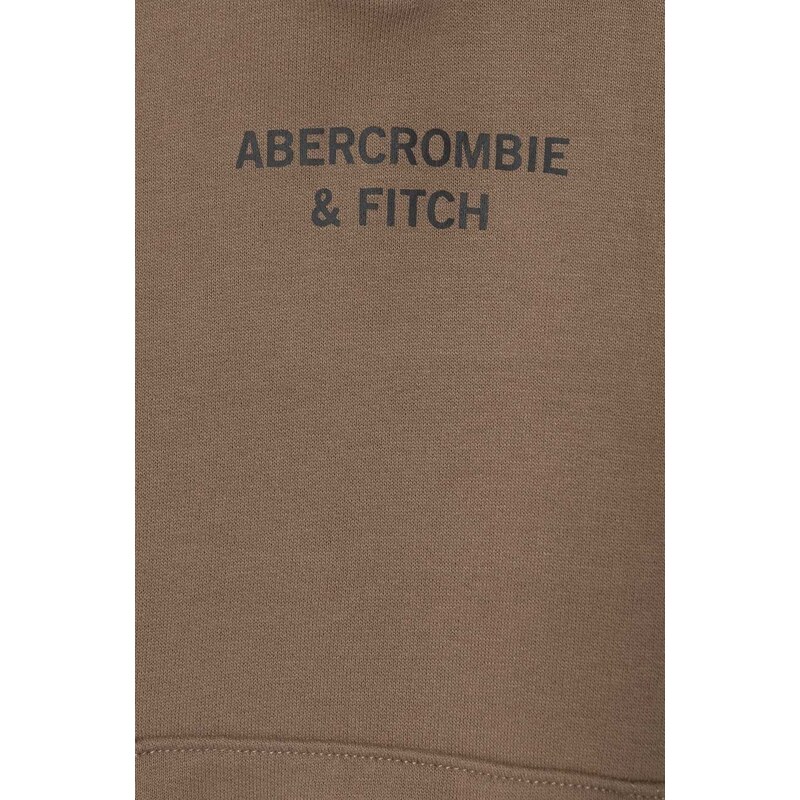 Dětská mikina Abercrombie & Fitch hnědá barva, s kapucí, s potiskem