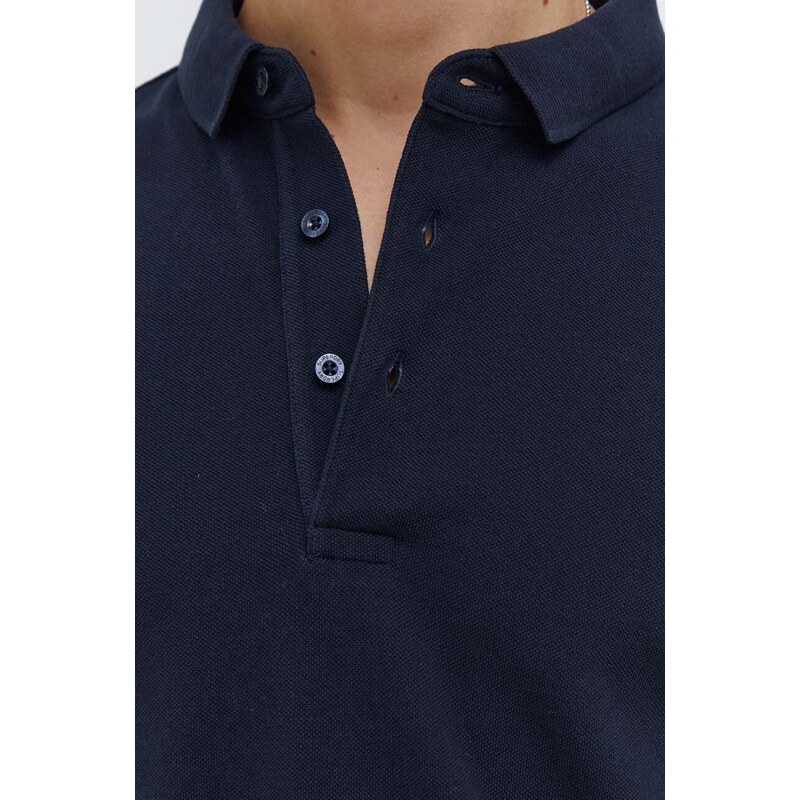 Bavlněné tričko s dlouhým rukávem Superdry tmavomodrá barva