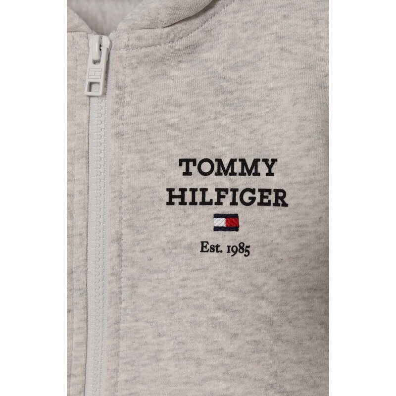 Dětská mikina Tommy Hilfiger šedá barva, s kapucí, s potiskem - GLAMI.cz