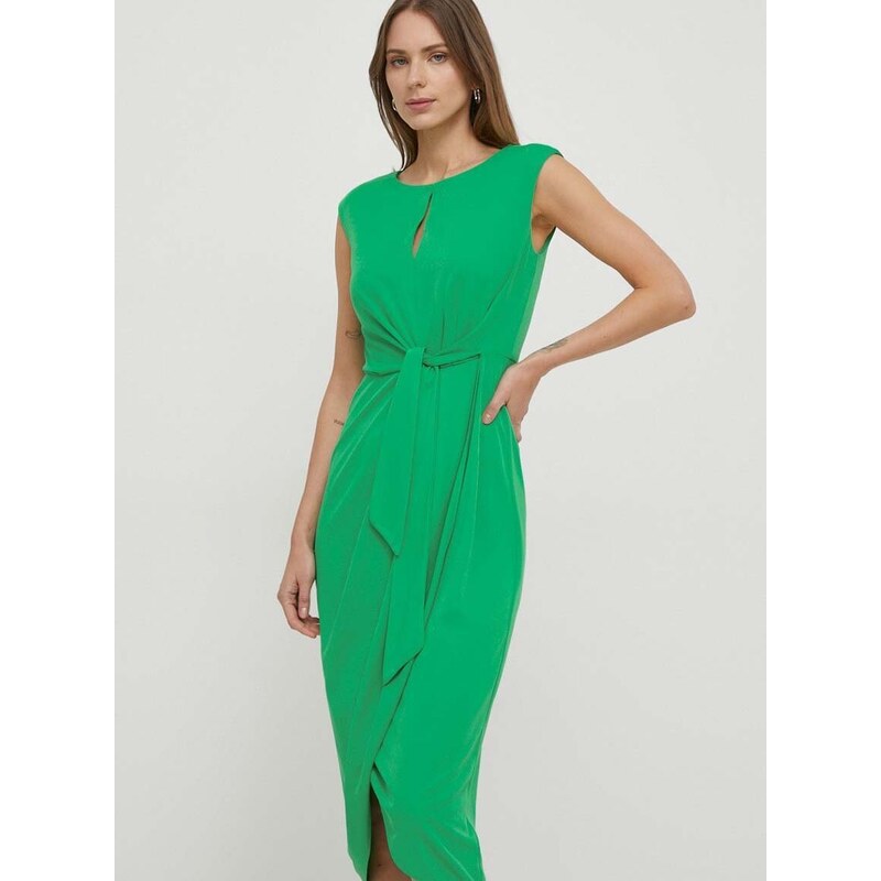 Šaty Lauren Ralph Lauren zelená barva, midi