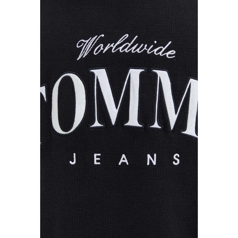 Bavlněný svetr Tommy Jeans černá barva, lehký