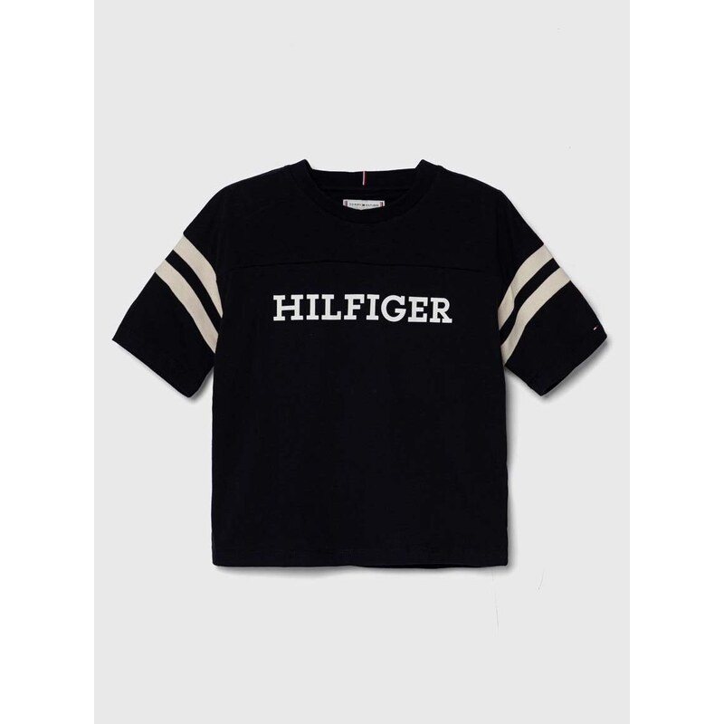 Dětské bavlněné tričko Tommy Hilfiger tmavomodrá barva