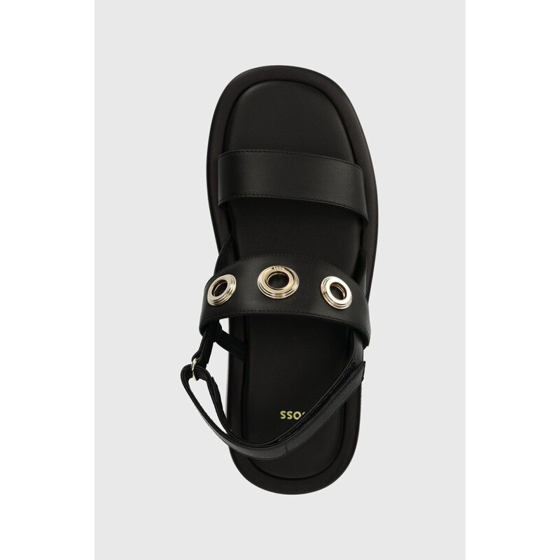 Kožené sandály BOSS Scarlet dámské, černá barva, na platformě, 50513299