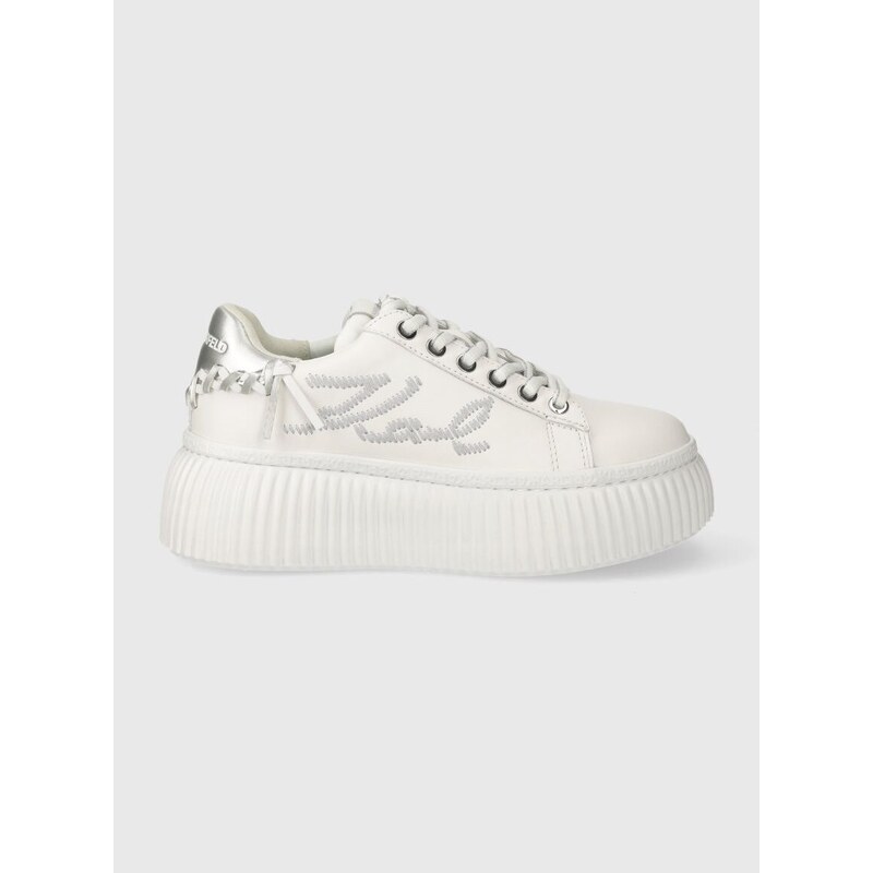 Kožené sneakers boty Karl Lagerfeld KREEPER LO bílá barva, KL42372A