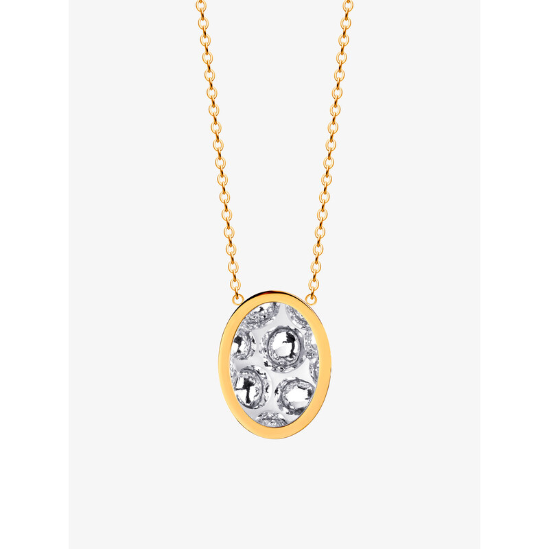 Preciosa ocelový náhrdelník Idared, ručně mačkaný kámen, jednoduchý, zlatý, bílý