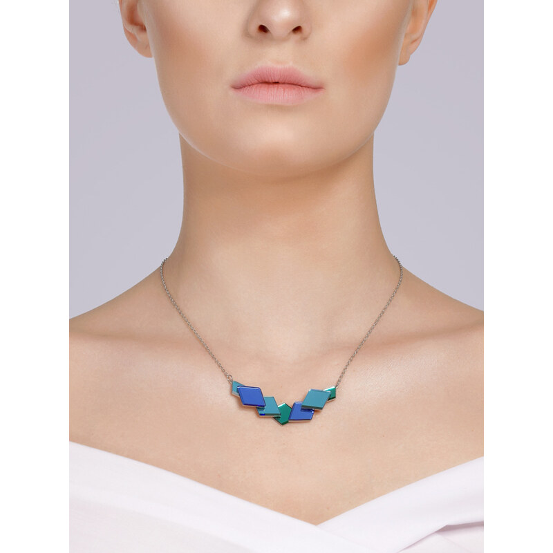 Preciosa ocelový náhrdelník Fragmentum, český křišťál, modrý