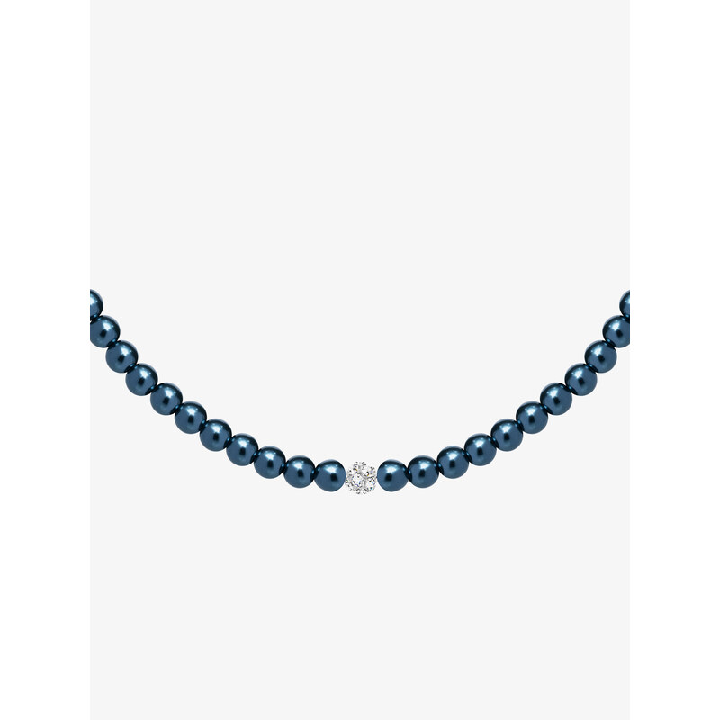 Preciosa perlový náhrdelník Velvet Pearl, voskové perle, kovově modrý