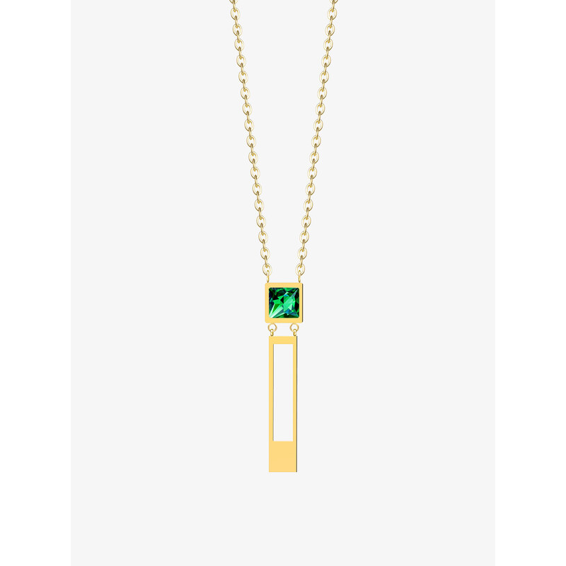 Preciosa náhrdelník Straight z chirurgické oceli, český křišťál, emerald