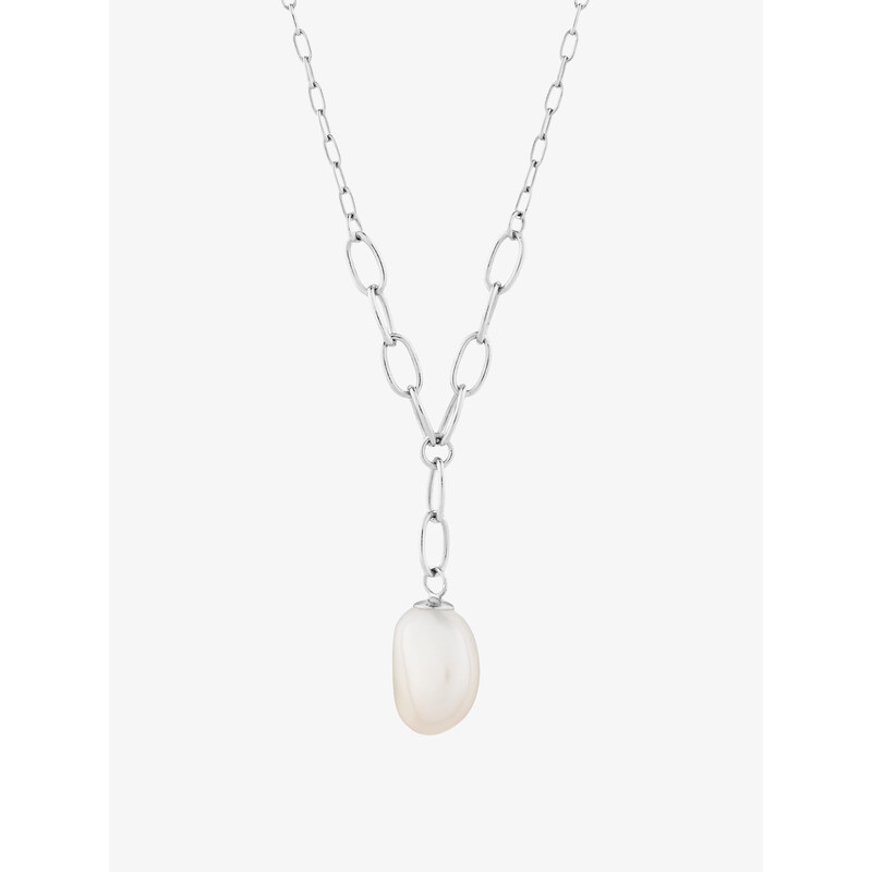 Stříbrný náhrdelník Pearl Heart s říční perlou Preciosa