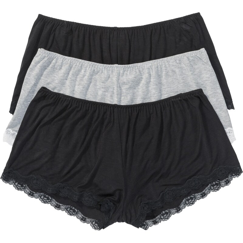 bonprix Volné boxerky z viskózy (3 ks v balení) černá Žena 42313806