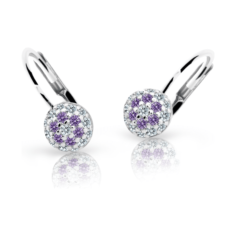 Dětské náušnice Danfil C2150 z bílého zlata s kamínky Amethyst,