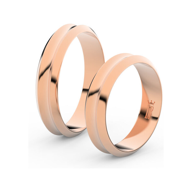 Danfil Snubní prsteny z růžového zlata, 4.8 mm, konkávní, pár -