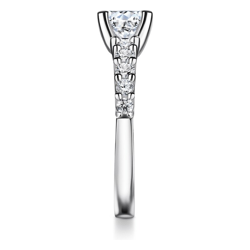 Danfil Dafné | Zásnubní prsten se středovým kamenem 0.900ct, bílé zlato, s diamanty 46