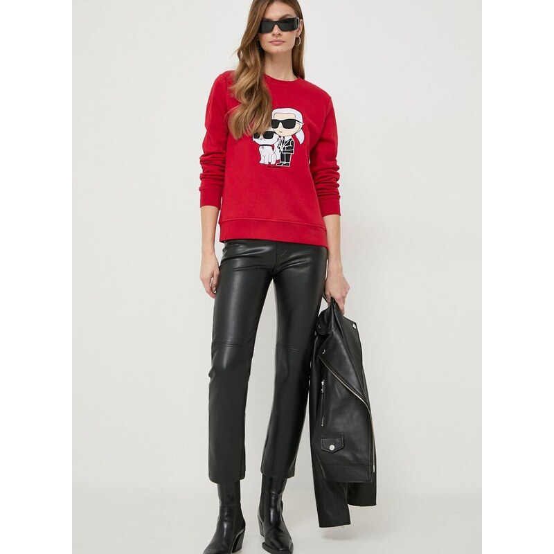 Mikina Karl Lagerfeld dámská, červená barva, s aplikací