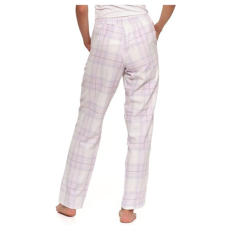Pyžamové kalhoty Moraj bílo-růžové z flanelu