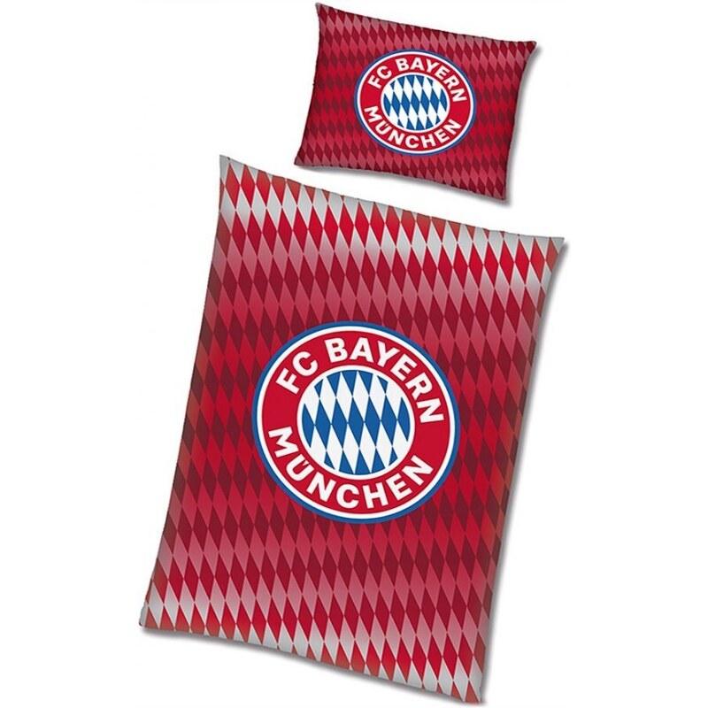 Carbotex Bavlněné povlečení FC Bayern Mnichov - motiv Diamonds - 100% bavlna - 70 x 80 cm + 140 x 200 cm