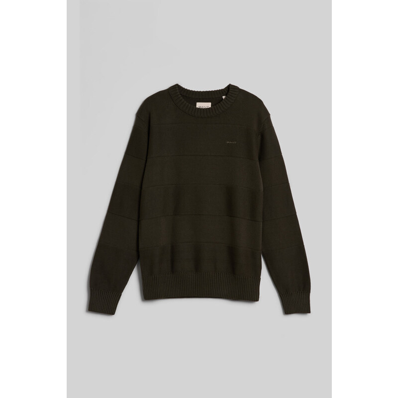 SVETR GANT TONAL BARSTRIPED COTTON C-NECK DARK SAGE