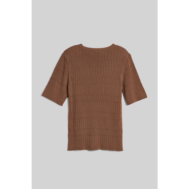 SVETR GANT TEXTURED SHORT SLEEVE C-NECK hnědá XXS